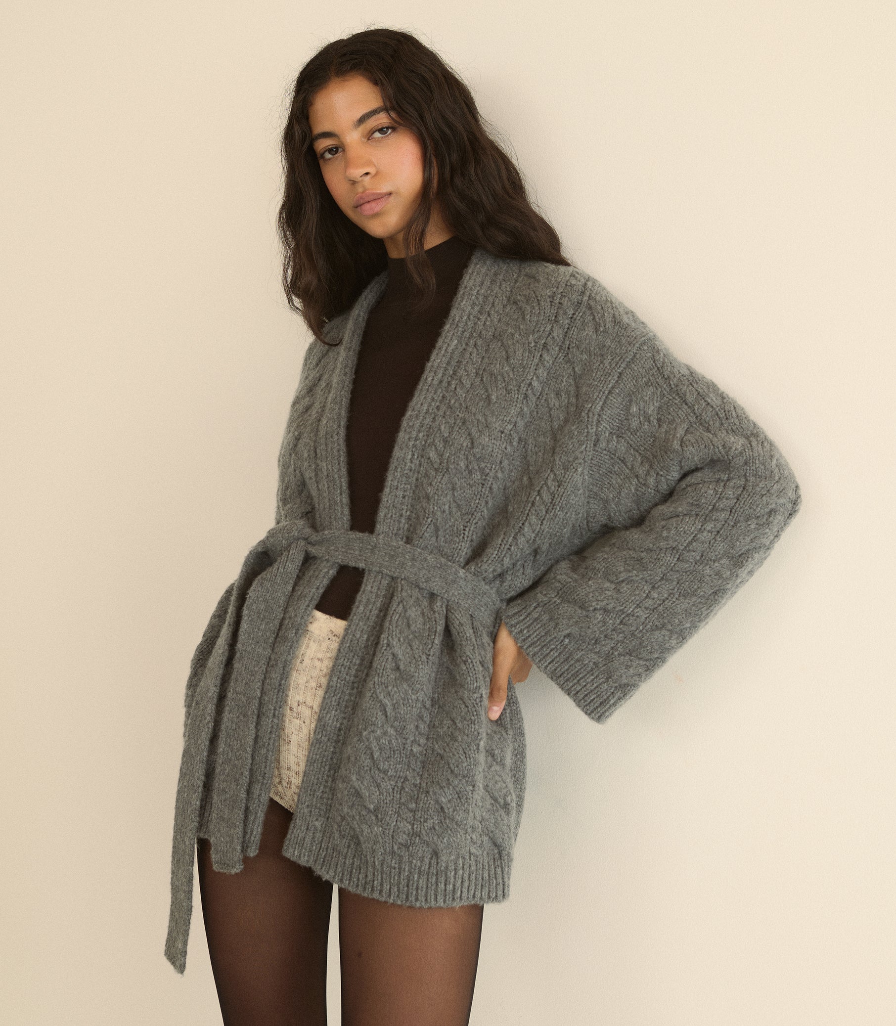 ALPINE CARDIGAN -- CHARCOAL MELANGE